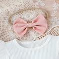 thumbnail image 3 of Toddler Girl Fall Winter Clothes Baby Girls Ruffle Long Sleeve Ribbed Knit Tops Bowknot Button Skirts and Headband Set Outfits, 3 of 8