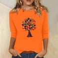 thumbnail image 2 of Dadaria T-Shirt Femme Orange Manches 3/4 Col Rond Grande Taille Été Chandail Blouses 3TG, 2 of 5
