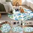 thumbnail image 5 of Round Rugs 3.3Ft, Blue Green Botanical Round Area Rug Washable Indoor Throw Carpet, Watercolor Summer Leaf Soft Non Slip Circle Rug for Laundry Room Patio Home Decor Aesthetic, 5 of 8