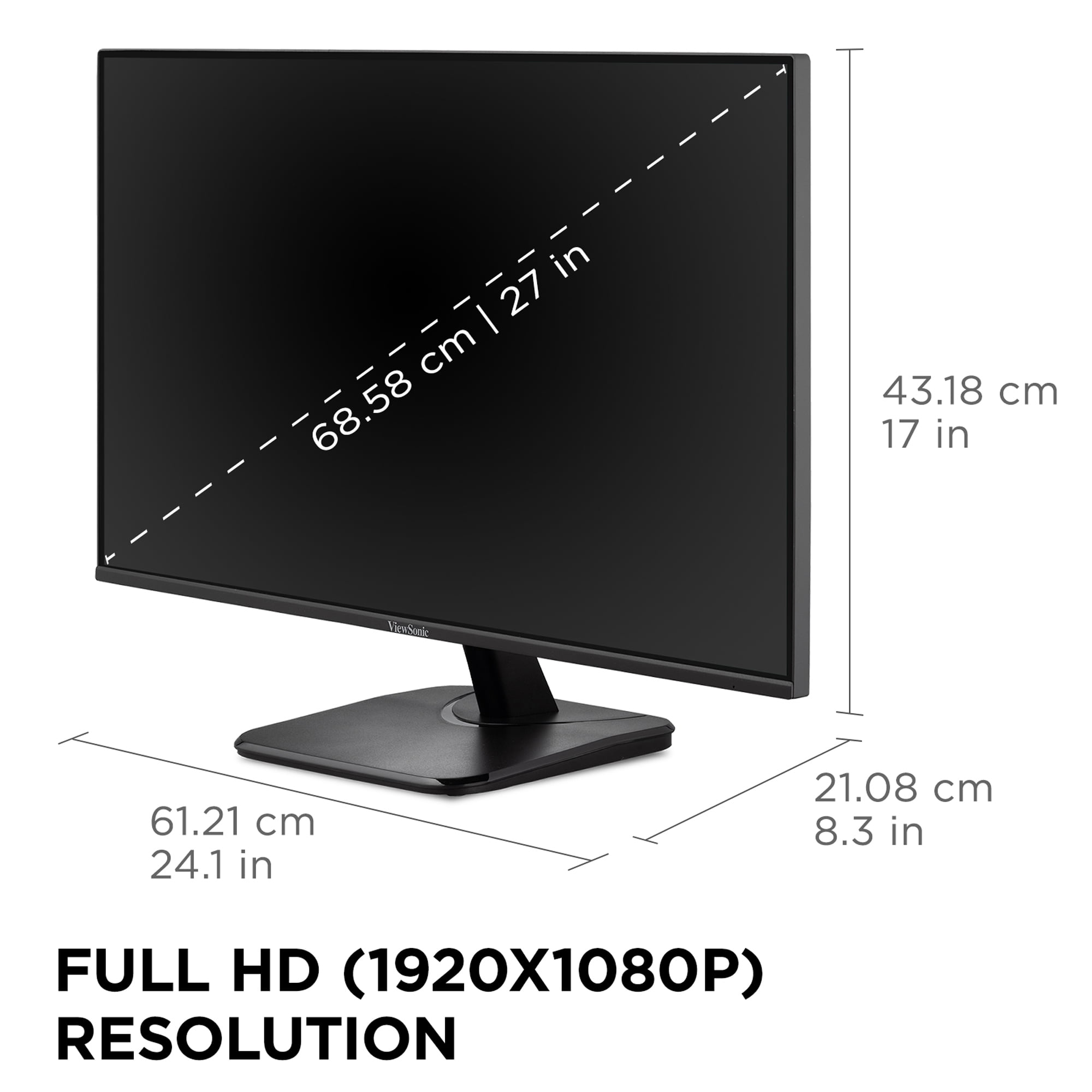 ViewSonic VA2756A-MHD 27 Inch IPS 1080p Monitor with 120Hz, Eye Care, HDMI, DisplayPort, VGA Inputs (1 Count)