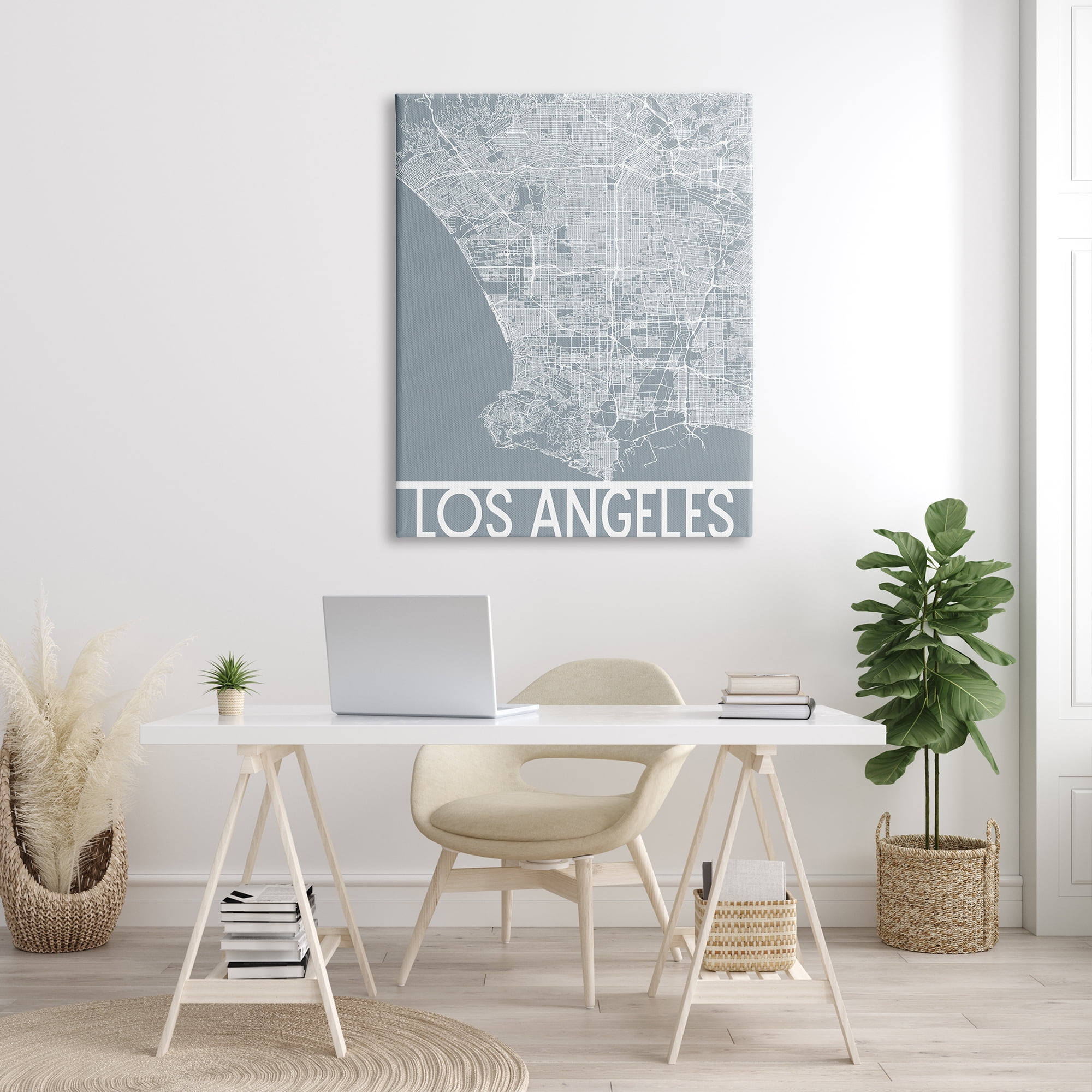 Los Angeles Street Outline West Coast Transportation Grid 36 in x 48 in Drawing Canvas Art Print, by Stupell Home Décor