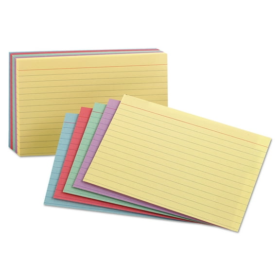 Oxford Ruled Index Cards, 5 x 8, Blue/Violet/Canary/Green/Cherry, 100/Pack