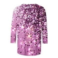 thumbnail image 4 of Charella 3/4 Sleeve Tops for Women Crewneck T-shirts Bling Bling Printed Casual Blouse 2025 Spring Summer Tops,Multicolor,2XL, 4 of 5