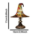 thumbnail image 4 of Witch Hat Lamp Stained Glass Style, Gothic Resin Table Light for Halloween Decor Bedside Night Light, 4 of 7
