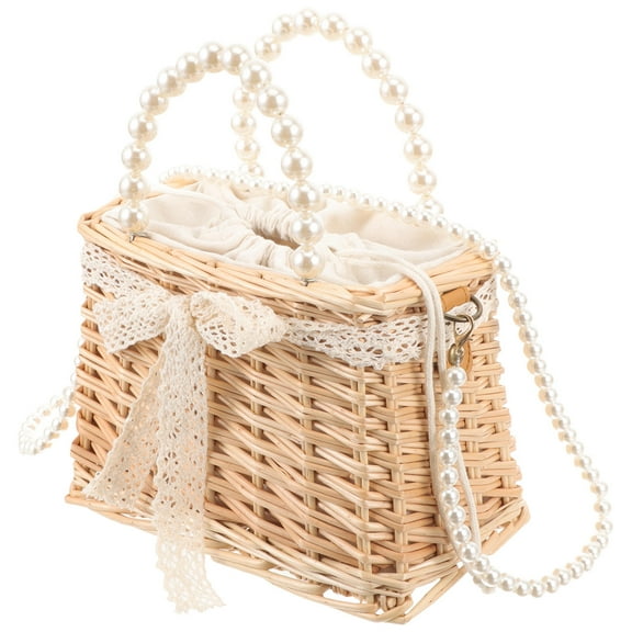 Wicker Rattan Beach Bag Seagrass Woven Tote Shoulder Purse Market Tote Travel Straw Bag