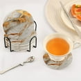 thumbnail image 5 of 6 Pcs White and Gold Marble Drink Coasters with Holder Absorbent Coaster Sets Cup Heat-Resistant Hot Pads Mats for Bar Table Protection, 5 of 7