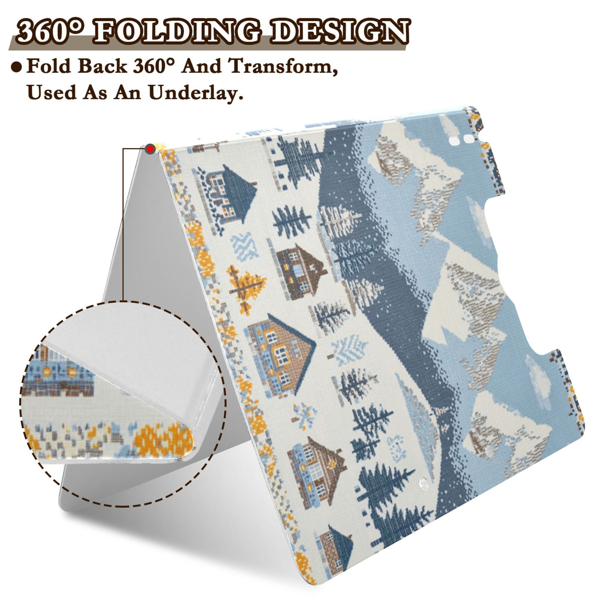 FORMRS A4 Clipboard Folder with Pen Holder Horizontal Foldable School Office Binder, Winter Village Serenity