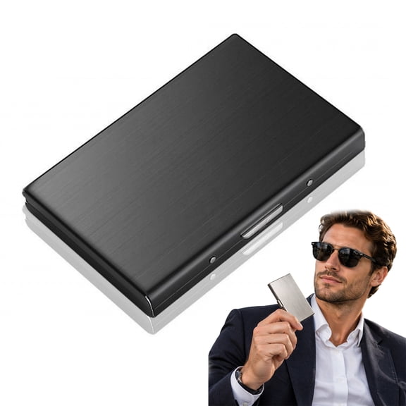 RFID Blocking Credit Card Holder, Stainless Steel Metal Wallet with 10 Card Slots, Credit Card Protector Case, Anti Theft RFID Card Organizer, Slim Accordion Wallet (Black, 1PC)