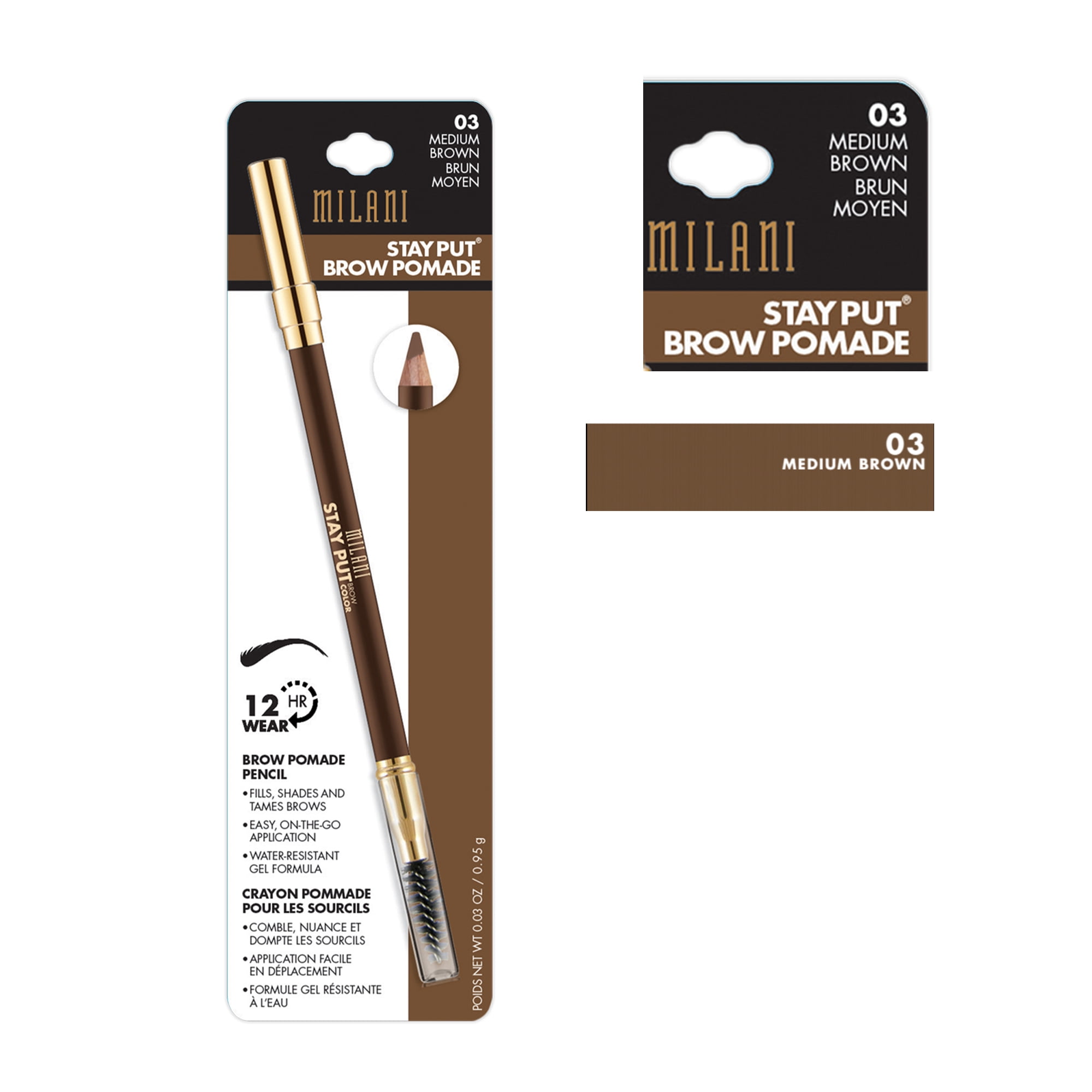 Milani Stay Put Brow Pomade Pencil, Medium Brown