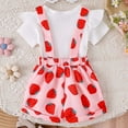 thumbnail image 7 of Toddler Girl Outfits Baby Toddler Girls Summer Short Sleeve Solid Top Strawberry Print Overalls with Adjustable Straps 2 Piece Set Baby Outfits White 0 Months-3 Months, 7 of 7