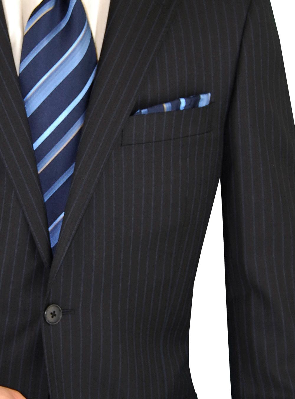 LN LUCIANO NATAZZI Italian Men's Suit 160'S Canali Cashmere Wool 2 Button Stripe Navy Stripe - image 5 of 5