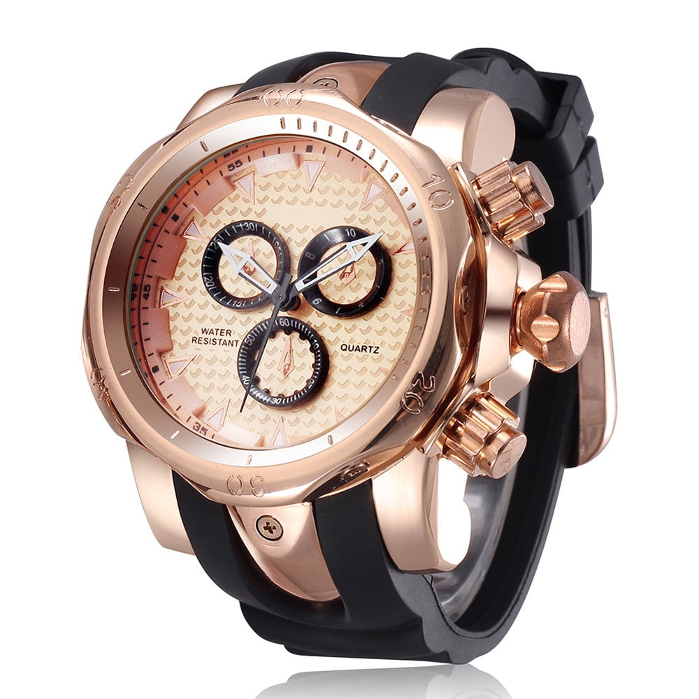 Shhors - SHHORS Mens Watches Alloy Man Watch Decoration 3 Dial Quartz Wristwatchï¼Silicone Strap