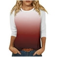 thumbnail image 2 of Aloohaidyvio 3/4 Sleeve Shirts for Women,Womens Trendy Tops 3/4 Sleeve Shirts Crew Neck Loose Casual Blouses Gradient Print T shirts, 2 of 5