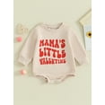 thumbnail image 3 of Baby Sweatshirt Romper 3 6 12 18M Long Sleeve Round Neck Letter Print Bodysuit Valentine’s Day Playsuit, 3 of 10
