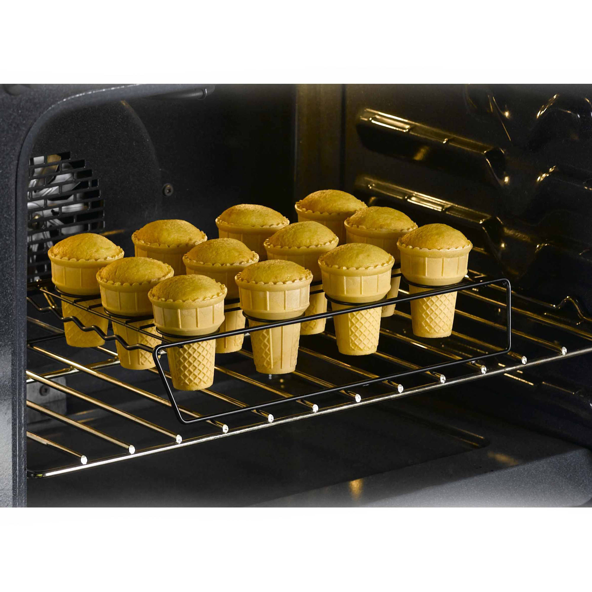 Nifty Solutions Ice Cream Cone Cupcake Baking Rack – Holds up to 12 Medium & Large Cupcake Cones, Non-Stick, Black - image 2 of 9