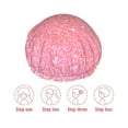 thumbnail image 6 of KLL Sparkly Pink Glitter Pattern Shower Cap & Bath Cap for Women,Reversible Oversized Waterproof Shower Caps for all Hair Lengths,Elastic Reusable Bathing Hair Cap, 6 of 7