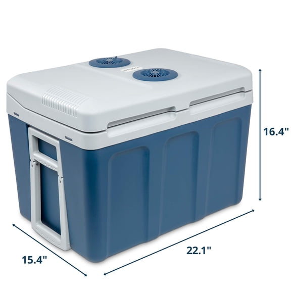 48 Quart Electric Cooler Warmer Portable Thermoelectric Fridge for Vehicles Trucks Camping Travel Picnics, 110V AC 12V DC Power Adapter, Blue