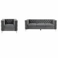 thumbnail image 2 of Morden Fort Modern 2 Pieces of Chair and Sofa Couch Set with Dutch Velvet Grey, Iron Legs., 2 of 5