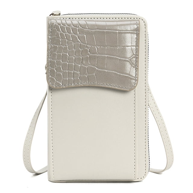 Monedero pequeño tipo bandolera para teléfono móvil para mujer, cartera de mano con ranuras para tarjetas de crédito, 18,5 x 11,5 x 4,5 cm, color gris