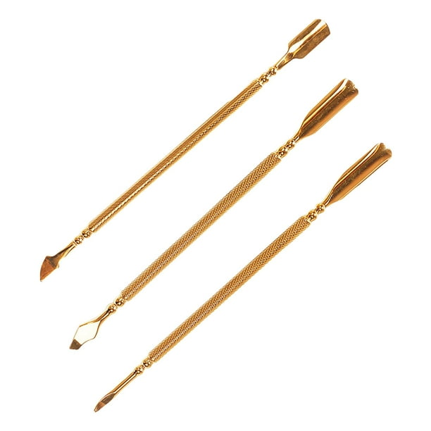 Empujador de cutículas de uñas, quitauñas, empujador, implemento de belleza de acero inoxidable para manicura Kit Pequeño Dorado