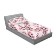thumbnail image 2 of Ambesonne Floral Fitted Sheet & Pillow Sham Set, Nature Inspired Branches, Twinxl, Rose Ruby Black, 2 of 2