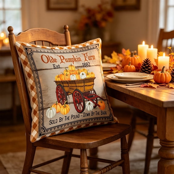 Pumpkins Fall Outdoor Pillow Covers 18x18in , Waterproof Throw Pillow Covers for Patio Furniture,Thanksgiving Autumn Decorative Cushion Pillowcases for Garden Sofa