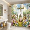 thumbnail image 6 of HuiXinOu Easter Shower Curtain Spring Bunny Pattern Bathroom Decor Washable Polyester Fabric with Hooks for Holiday Home Decor Easter Party Supplies, 6 of 6