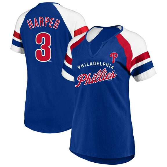 Women's-Profile Bryce Harper Royal Philadelphia Phillies Plus Size Name & Number Raglan T-Shirt
