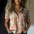 thumbnail image 2 of ZJXFGS Short Sleeve Button Up Shirts For Women Shirts For Women Short Sleeve Blouses For Women Short Sleeve Shirts For Wome Y2k Button Up Shirt Women Women'S Sweatshirts Pink 2XL, 2 of 4