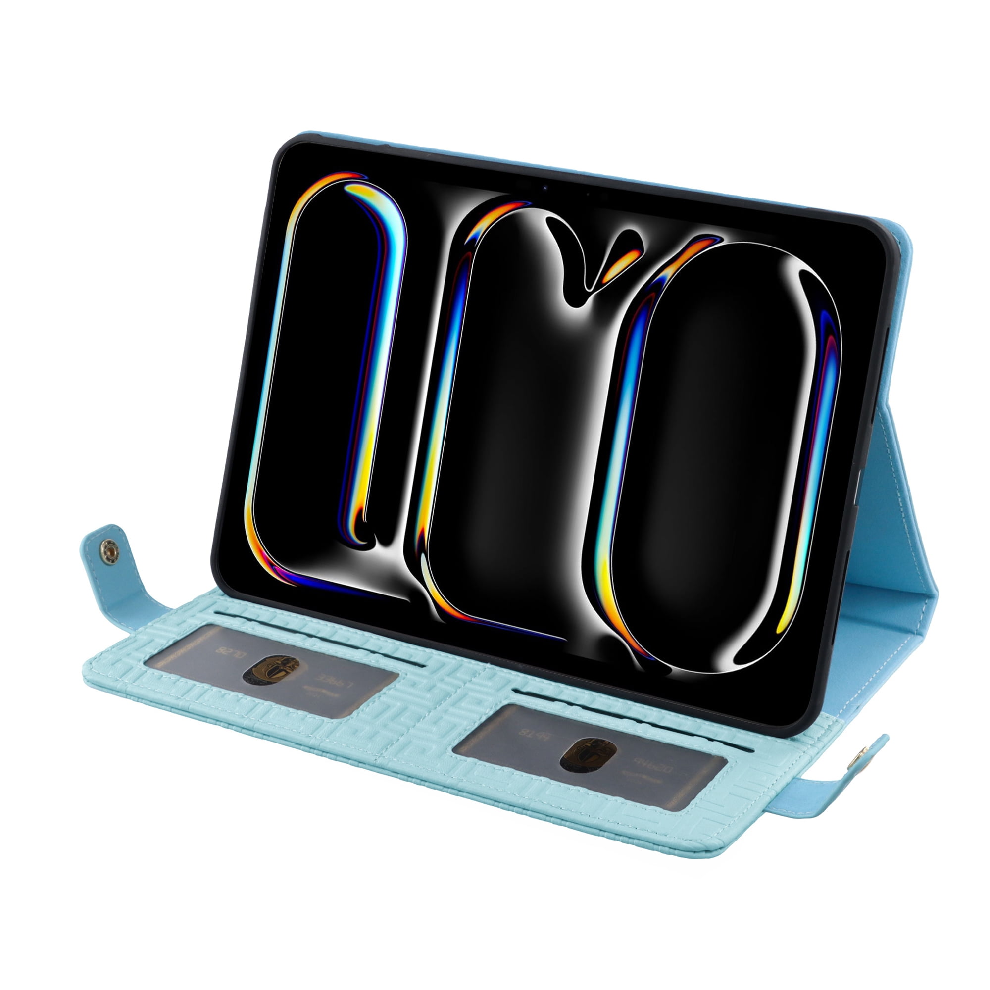 Dteck Case for iPad Pro 12.9 Case 6th/5th/4th/3rd Generation 2022/2021/2020/2018, iPad Air 13" 2024 Slim Protective Case with Pencil Holder Envelope Pocket Hand Strap Holder Crossbody iPad Case,Blue