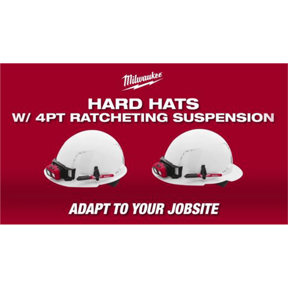 Milwaukee Tool BOLT White Full Brim Vented Hard Hat w/4pt Ratcheting Suspension (USA) - Type 1, Class C