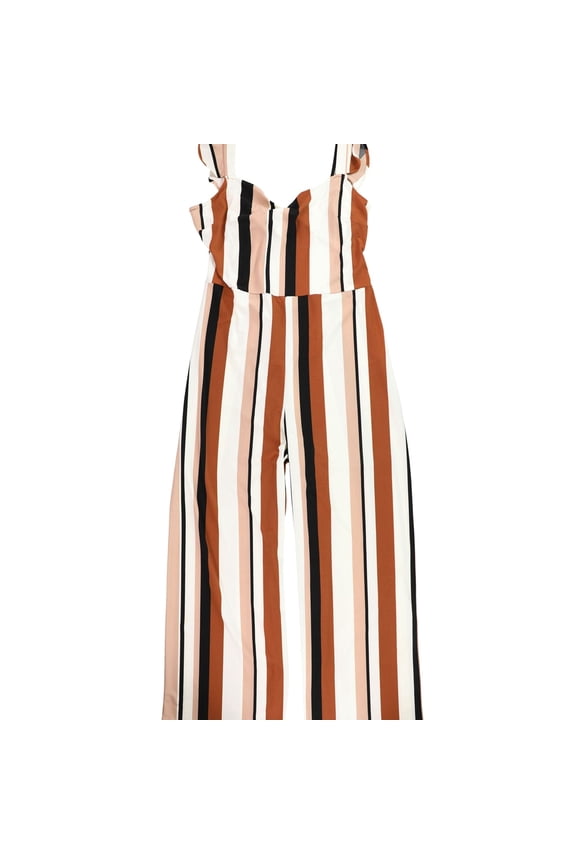 Womens Open Back Jumpsuit, Brown, XX-Large