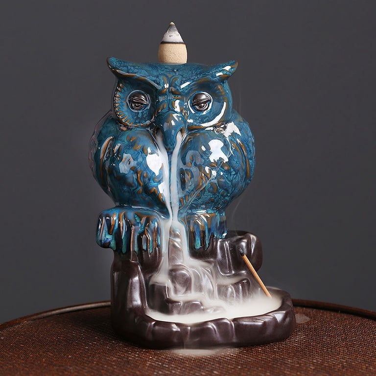 Incense Burner Backflow Incense Holder Waterfall Ceramic Owl