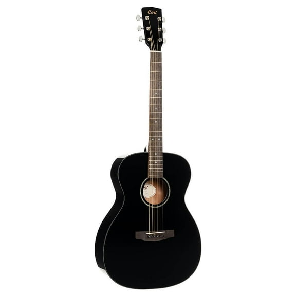 Cort L60 OM Acoustic Guitar Solid Spruce Top - Black Gloss