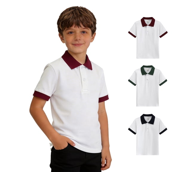 Bigetiay Boys Polo Shirts Summer Classic Short Sleeve School Uniform Shirt Casual Shirts for Toddler Kids 12-13 Years
