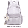 thumbnail image 2 of Cute Aesthetic School Backpack, Spacious Backpack with Pendant, Lightweight Breathable Bookbag for Middle School College (Purple), 2 of 4