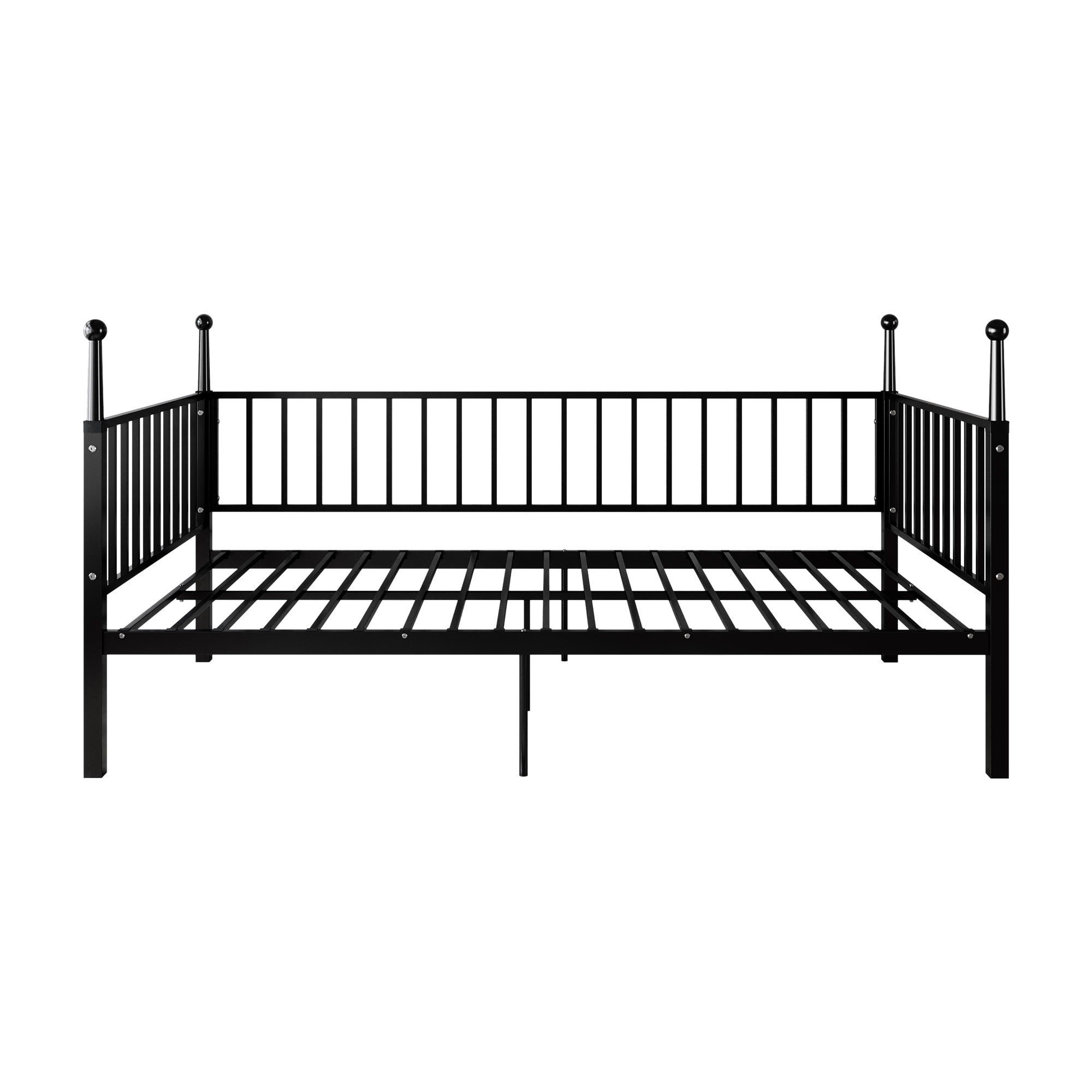 Leumius Twin Size Metal Bed Frame with Bed Posts,Sturdy and Durable,No Spring Mattress Required,Black