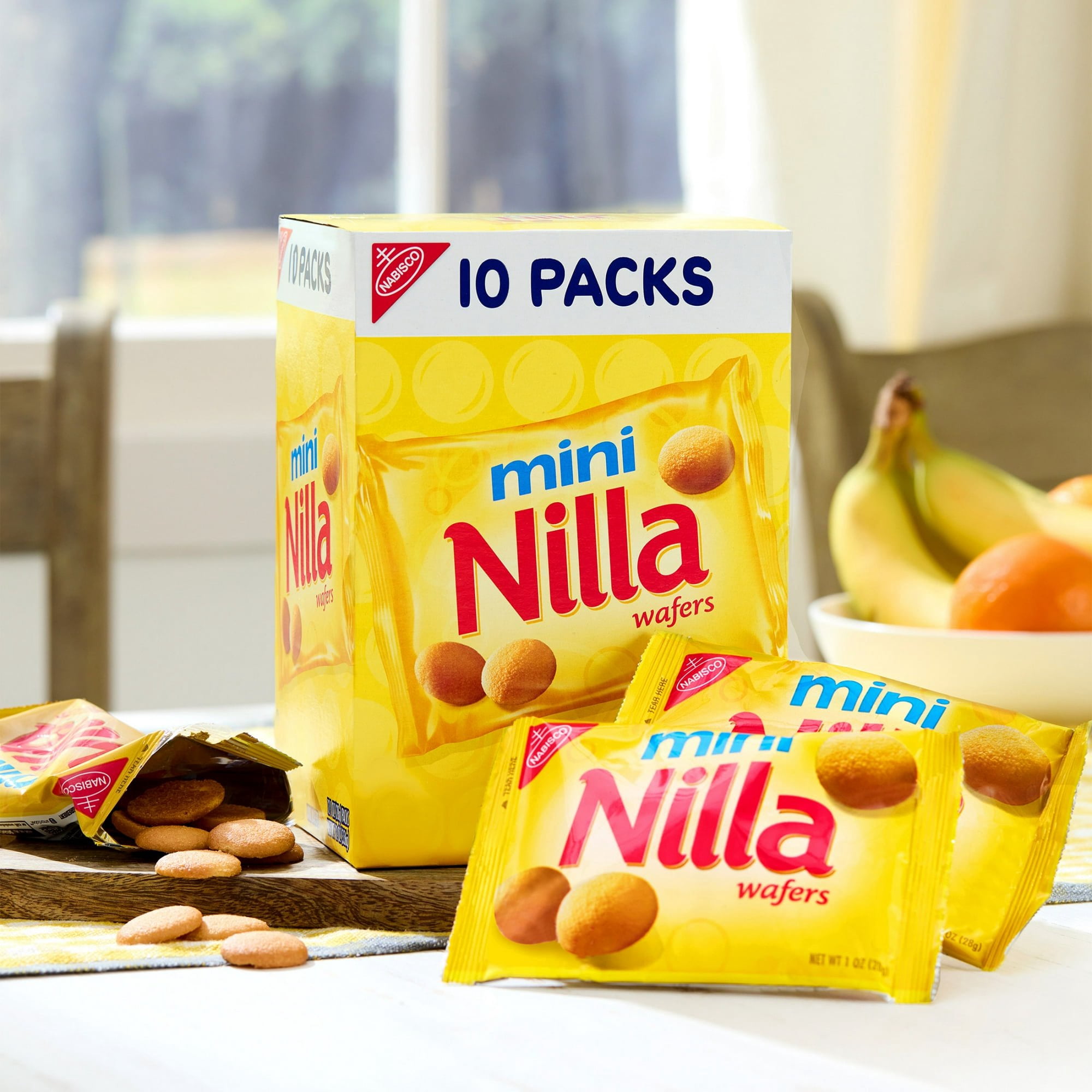 NILLA Wafers Mini Cookies, Vanilla Wafers, 10 Snack Packs, Pack of 4 (40 pcs in total)