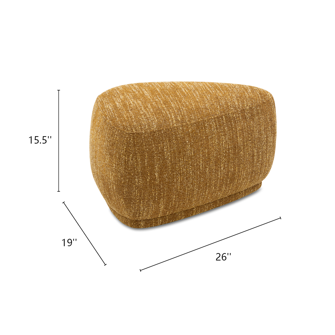 Jennifer Taylor Home Pebble 26" Rounded Triangle Cocktail Ottoman, Mustard Yellow Tweed