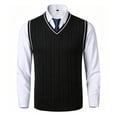 thumbnail image 4 of Mens Sweater Vest V Neck Cable Knit Sweater,Sleeveless Regular Fit Casual Pullover for Fall Winter Layered Wear, 4 of 5