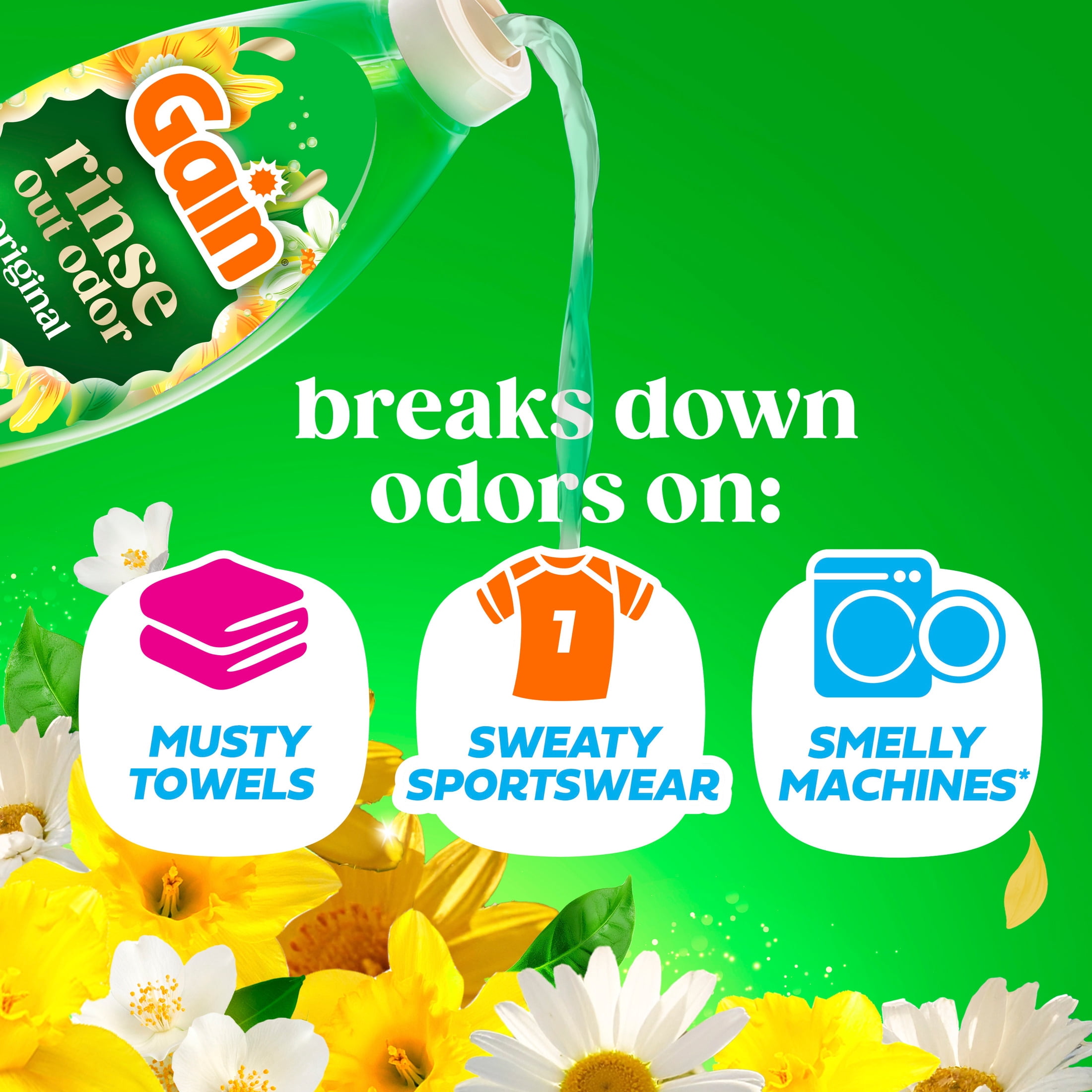 Gain Rinse Laundry Odor Remover Fights Stubborn Residues and Odors At The Source, HE Compatible Original Scent, 16 fl oz