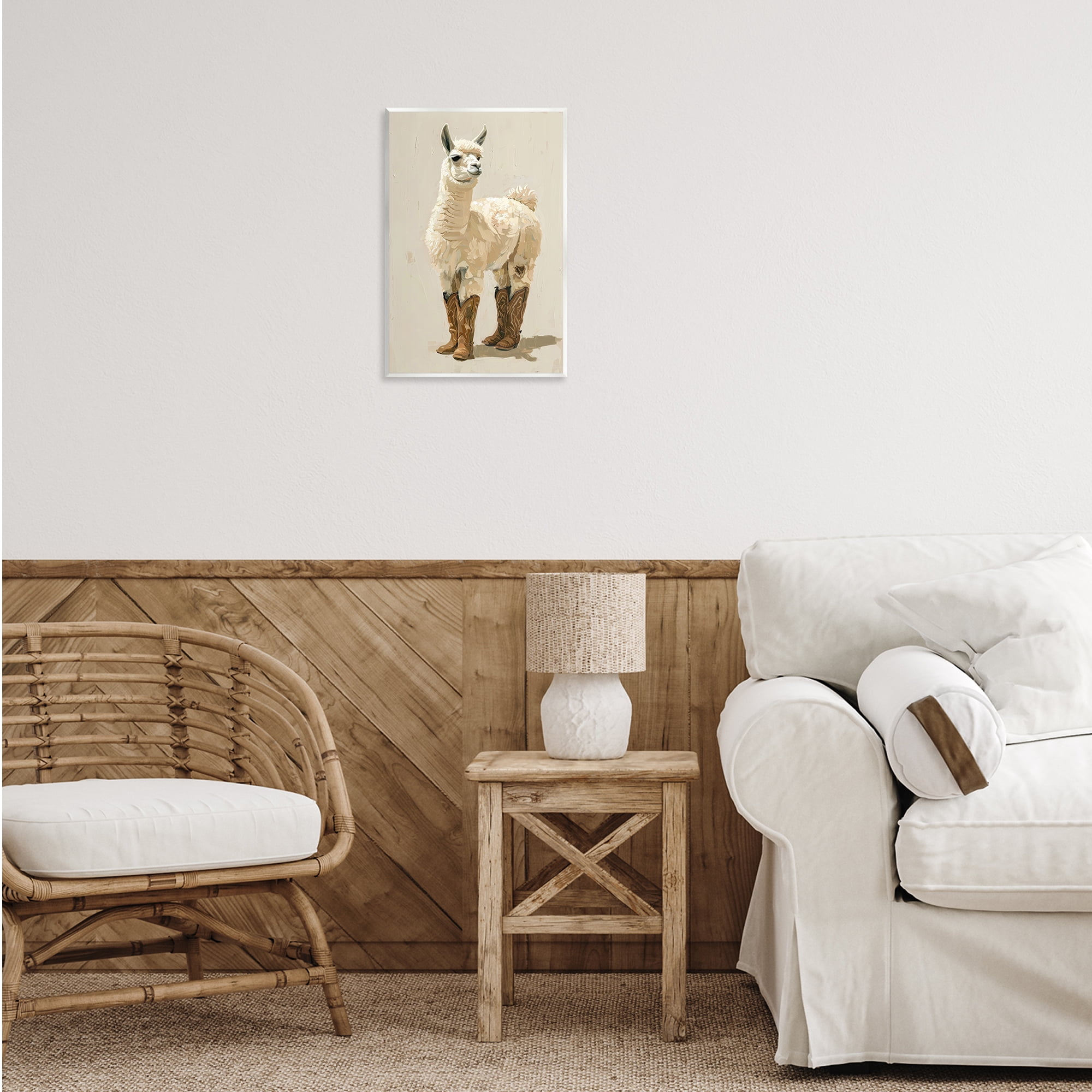 Stupell Industries Lamb & Cowboy Boots Animals & Insects Painting Unframed Art Print Wall Art, 13 x 19