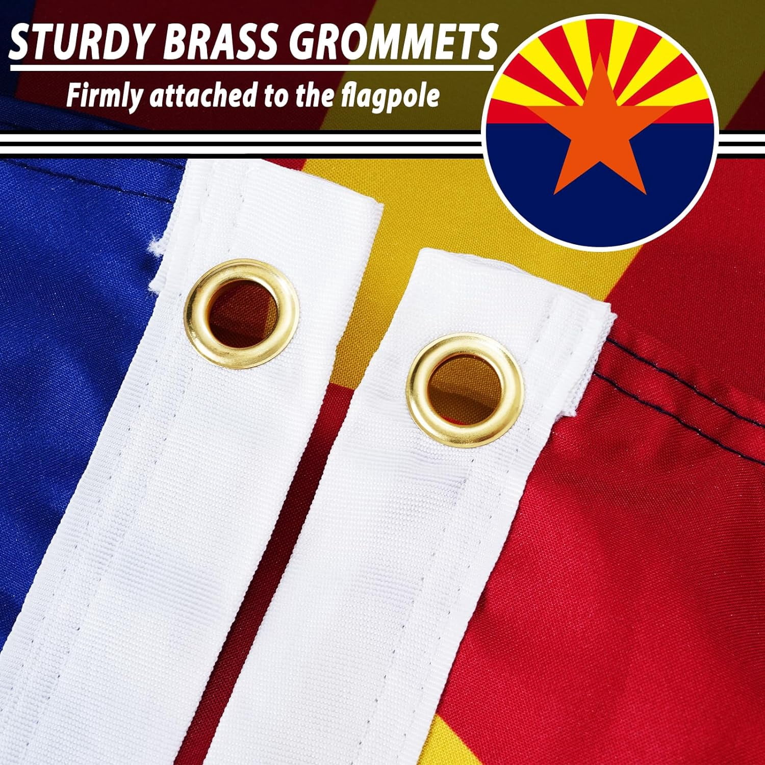 FLAGWIN Arizona Flag 3x5 FT - 3 Ply Double Sided Polyester Arizona State Flag with Brass Grommets - Vivid Color and Fade Proof State of Arizona Flag 3x5 Outdoor