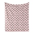 thumbnail image 1 of Scandinavian Soft Flannel Fleece Blanket, Cartoon Style Bees Pattern on Pastel Pink Toned Background with Dots, Cozy Plush for Indoor and Outdoor Use, 50" x 70", Pale Pink and Black, by Ambesonne, 1 of 6