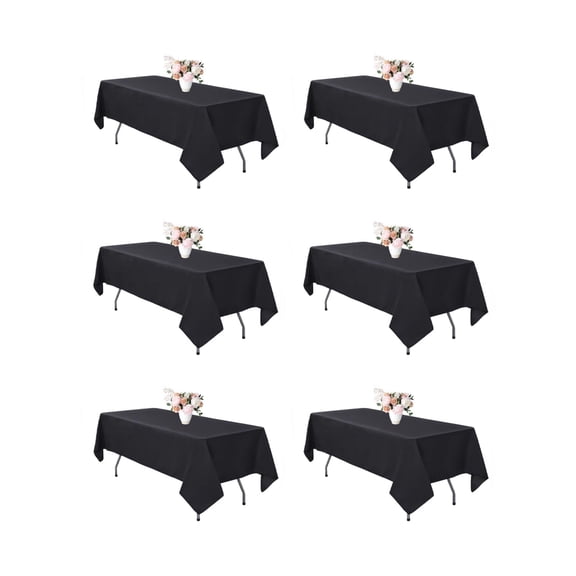 6 Pack Black Tablecloth 60 X 102 Inch - Rectangle Table Cloth For 6 Feet Table Stain And Wrinkle Resistant Washable Polyester Table Cover For Dining Wedding Banquet Party Buffet Restaurant
