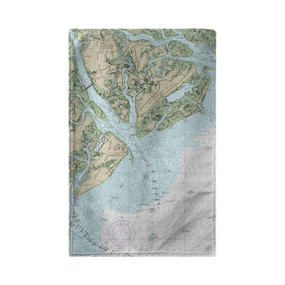 Betsy Drake BT11513BF Hilton Head Island to St Helen Island, Beaufort, SC Nautical Map Beach Towel