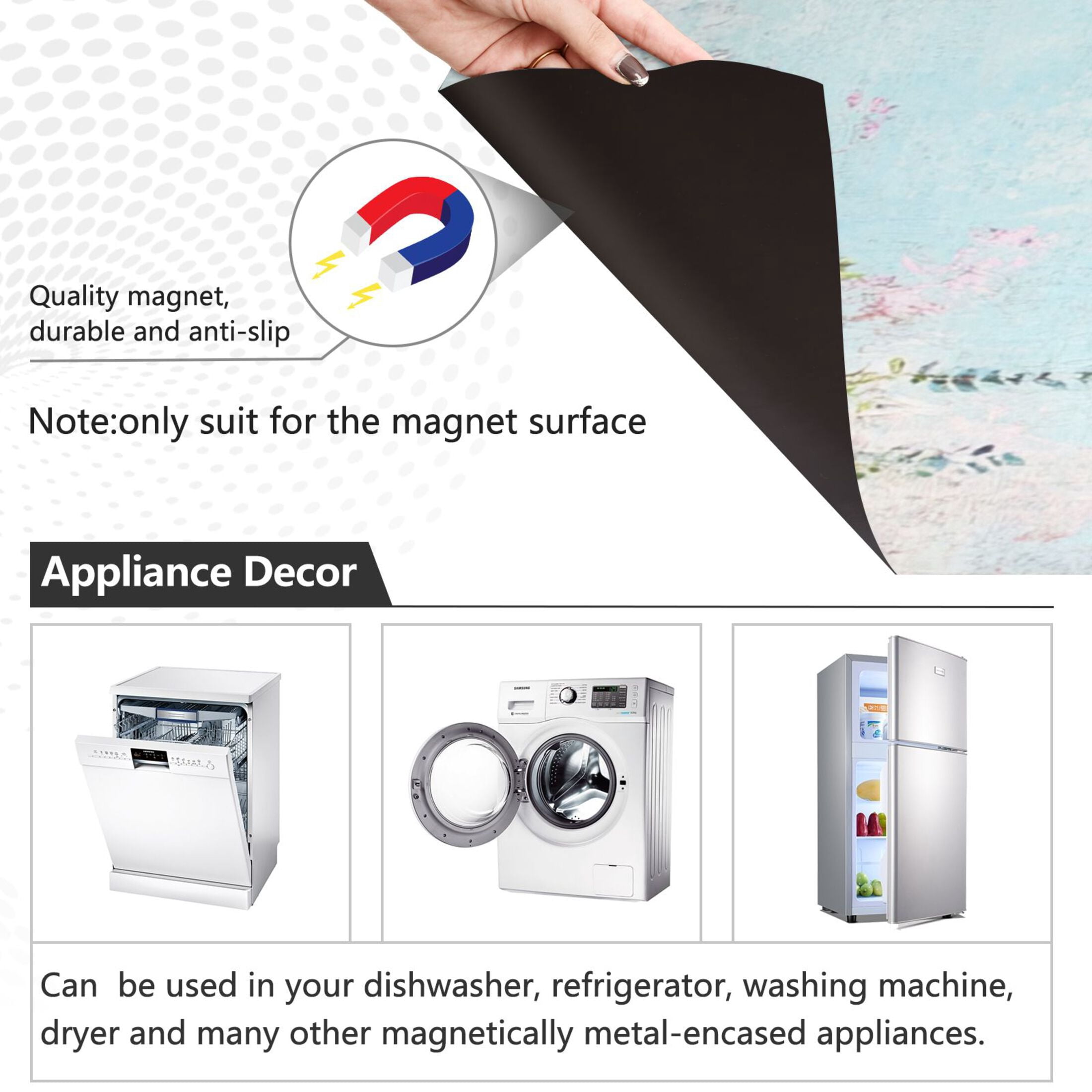 Dishwasher Magnetic Sticker 23x26 Inch Refrigerator Magnetic Sticker Washing Machine Magnetic Sticker Kitchen Panel Magnetic Sticker Home Decor Cool Cartoon Colorful Flowers