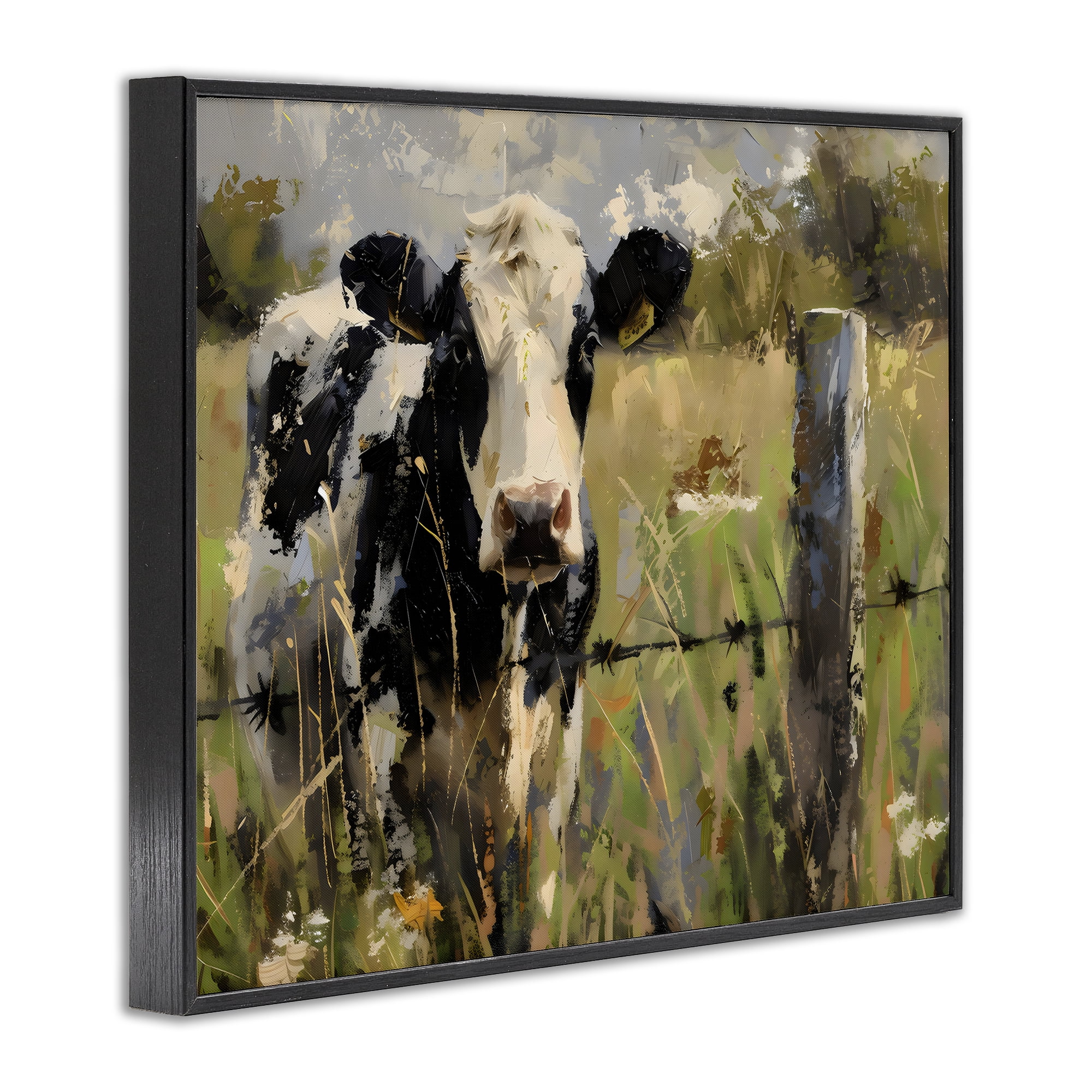 Stupell Industries Cow in Summer Pasture Black Framed Giclee Art, design by Creative Studio
