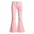 thumbnail image 4 of LRen Girls Uniform Pants Flare Leg Soft Pink Ribbon Straight Leg Y2k Loose Fit with Pockets Loose Long Trousers for Big Kids Age 15-16 Years, 4 of 6