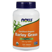 NOW Organic Barley Grass Green Superfood, 500 mg, 250 Ct